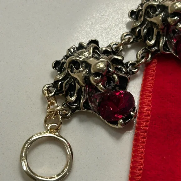 Kenneth Jay Lane Runway Red and Gold Lion Bracelet - Picture 15 of 15